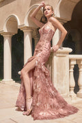 Strapless Layered Ruffle Mermaid Dress